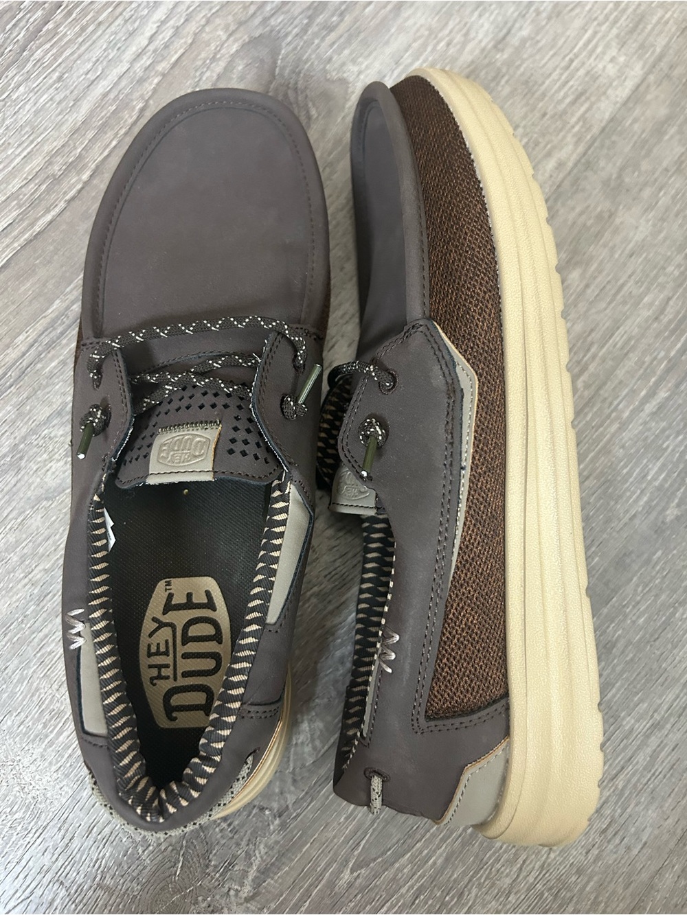Hey Dude Men's Brown Casual Lace-Up Shoes
